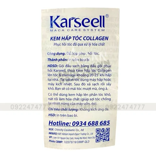 Kem Ủ Tóc Karseell Collagen Macca Essence Repair 500ml Phục Hồi Tóc