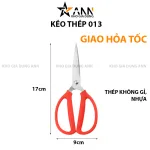 Kéo Cắt Đa Năng - Kéo Cắt 013 Làm Bằng Thép Không Rỉ Màu Đỏ 17x9x1,5cm