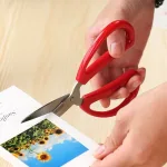 Kéo Cắt Đa Năng - Kéo Cắt 013 Làm Bằng Thép Không Rỉ Màu Đỏ 17x9x1,5cm