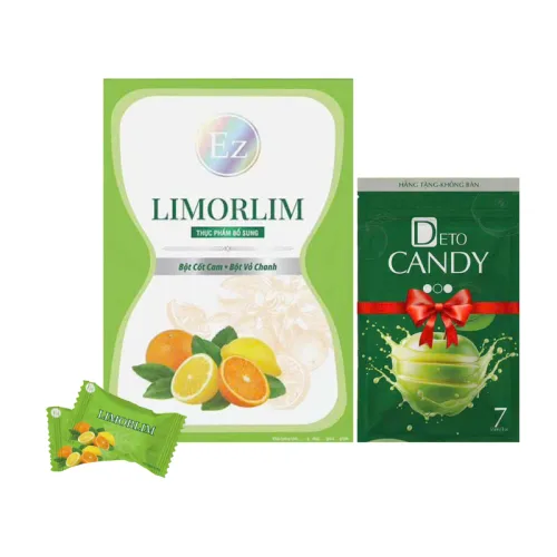 Kẹo Chanh Hỗ Trợ Giảm Mỡ Limorlim Ez Beauty Hộp 7 Viên - Tặng 1 Deto Candy