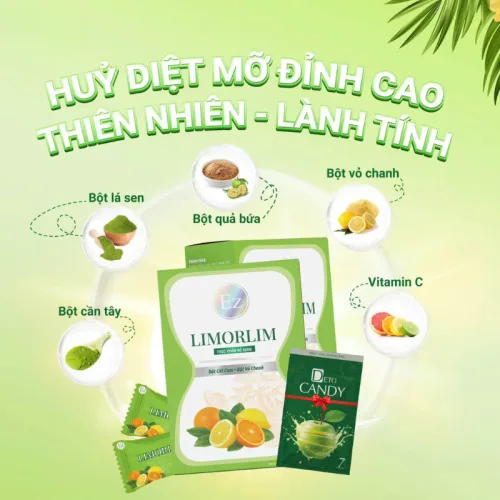 Kẹo Chanh Hỗ Trợ Giảm Mỡ Limorlim Ez Beauty Hộp 7 Viên - Tặng 1 Deto Candy