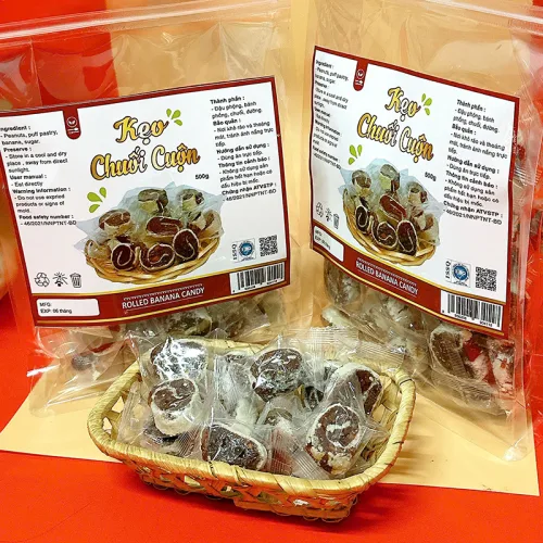 Kẹo Chuối Cuộn Túi Zip 500g