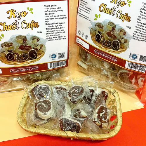 Kẹo Chuối Cuộn Túi Zip 500g