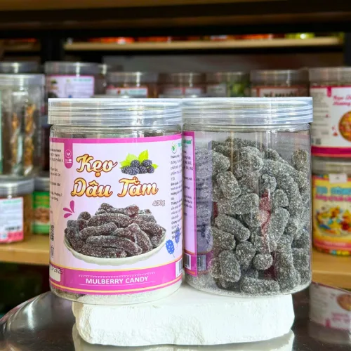 Kẹo Dâu Tằm 400g - Hộp Pet phù hợp để tham khảo khi chọn kẹo dâu tằm