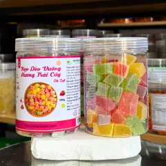 Kẹo Dẻo Vuông Hương Trái Cây - Kẹo Dẻo Đà Lạt Thơm Ngon 500g - Hũ Pet