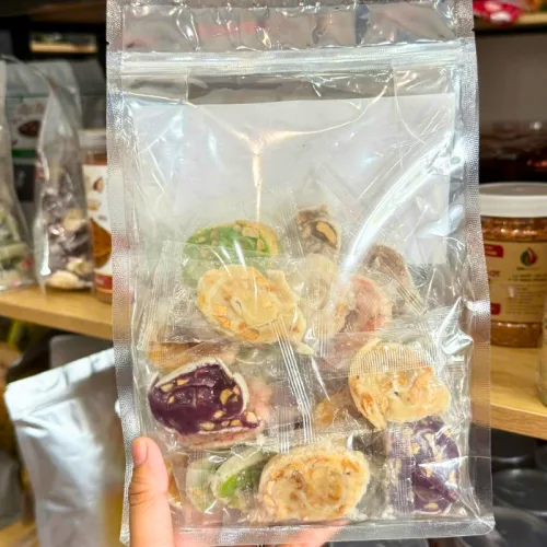 Kẹo Dừa Cuộn Bánh Tráng Mix 7 Vị Thơm Ngon - Túi Zip 500g