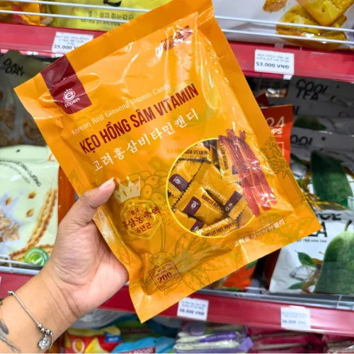 Kẹo Hồng Sâm Vitamin Hàn Quốc ECOBIN 200g - Bịch Vàng
