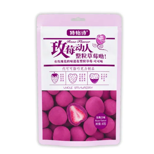 Kẹo Socola Bọc Dâu Tây Thơm Ngon Vị Hoa Hồng 60g - Bịch Hồng