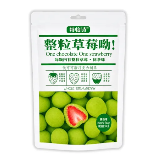 Kẹo Socola Bọc Dâu Tây Thơm Ngon Vị Matcha 60g - Bịch Xanh Lá