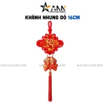 Khánh Nhung Đỏ Chữ Phúc 3D - Liễn Vuông Cá Chép Nhung Đỏ Trang Trí Tết - 16cm