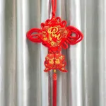Khánh Nhung Đỏ Chữ Phúc 3D - Liễn Vuông Cá Chép Nhung Đỏ Trang Trí Tết - 16cm