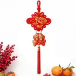 Khánh Nhung Đỏ Chữ Phúc 3D - Liễn Vuông Cá Chép Nhung Đỏ Trang Trí Tết - 20cm