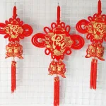 Khánh Nhung Đỏ Chữ Phúc 3D - Liễn Vuông Cá Chép Nhung Đỏ Trang Trí Tết - 20cm