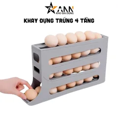 Khay Đựng Trứng Tự Lăn - Khay Đựng Trứng 4 Tầng Thiết Kế Gọn Gàng