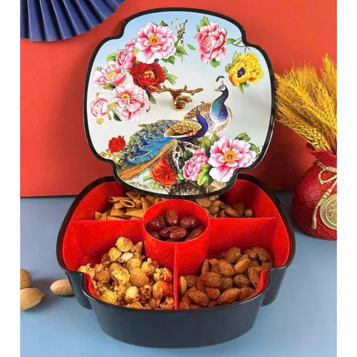 Khay Đựng Mứt Bông Hoa 4 Cánh - Khay Đựng Mứt Tết Bánh Kẹo Họa Tiết 3D