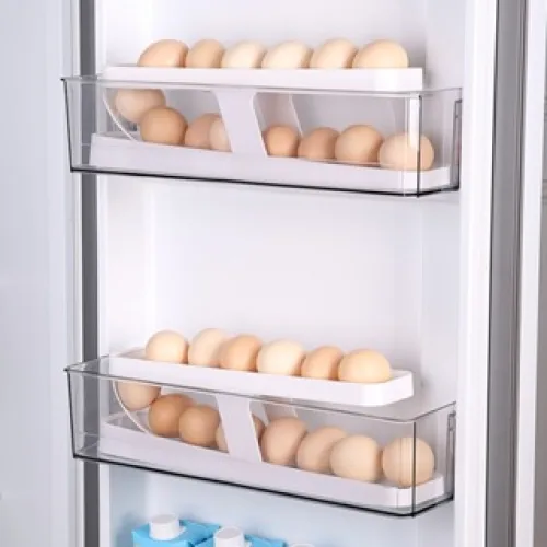 Khay Đựng Trứng Tự Lăn - Khay Đựng Trứng 2 Tầng Thiết Kế Gọn Gàng 36x8x10,5cm