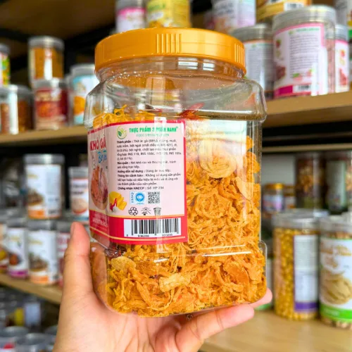 Khô Gà Bơ Tỏi Thơm Ngon 500g hộp