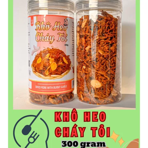 Khô Heo Cháy Tỏi Thơm Ngon 300g Hộp