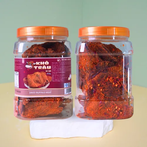 Khô Trâu Miếng Tẩm Vị Bò 500g Thơm Ngon Hộp