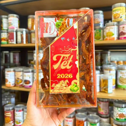 Khô Trâu Xé Sợi Tẩm Vị Bò Thơm Ngon 400g - Hộp Chữ Nhật Lớn