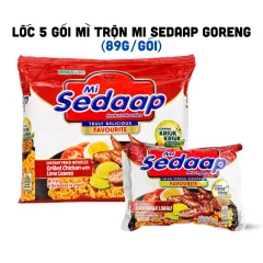 Lốc 5 Gói Mì Trộn Mi Sedaap Goreng Vị Gà Nướng Lá Chanh 445g (89g x 5 Gói) - Mì Sedaap Goreng Indonesia