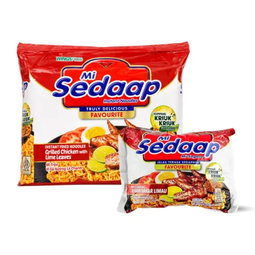 Lốc 5 Gói Mì Trộn Mi Sedaap Goreng Vị Gà Nướng Lá Chanh 445g (89g x 5 Gói) - Mì Sedaap Goreng Indonesia