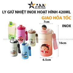Ly Giữ Nhiệt Inox Hoạt Hình - Cốc Giữ Nhiệt Có Quai Cho Bé 420ml