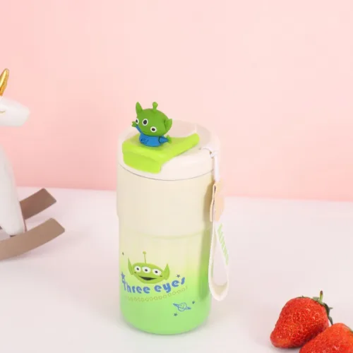 Ly Giữ Nhiệt Inox Hoạt Hình - Cốc Giữ Nhiệt Có Quai Cho Bé 420ml