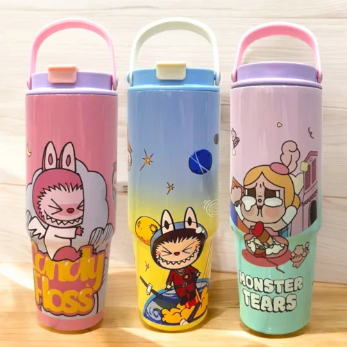 Ly Giữ Nhiệt Labubu Loang Màu Có Quai Xách 900ml