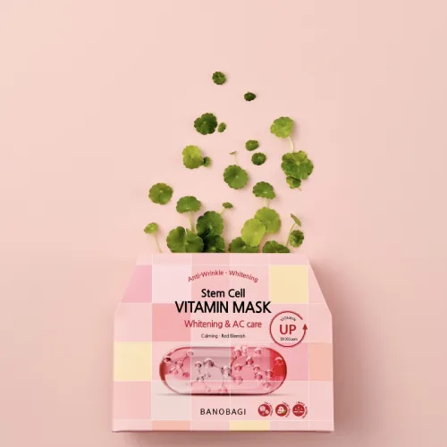 Mặt Nạ Banobagi Màu Hồng Stem Cell Vitamin Mask Whitening AC Care Hộp 10 Miếng