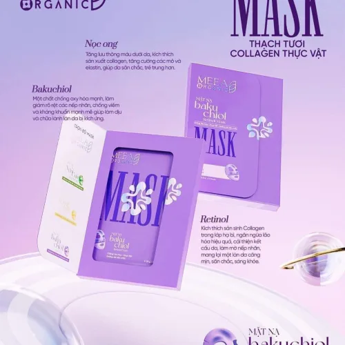 Mặt Nạ Thạch Collagen Meea Organic Màu Tím Bakuchiol Retinol Mask Hộp 5 Miếng