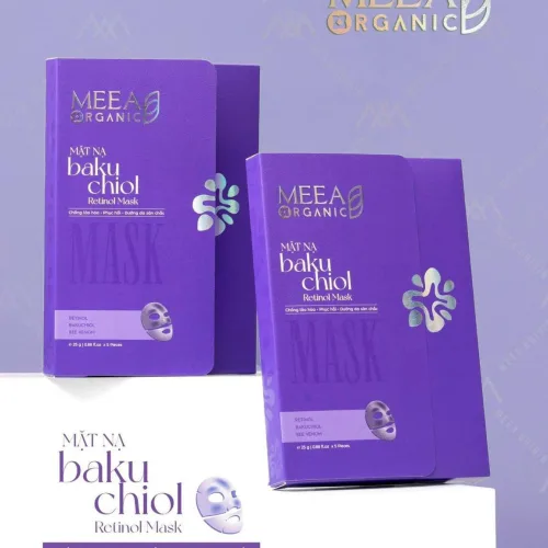 Mặt Nạ Thạch Collagen Meea Organic Màu Tím Bakuchiol Retinol Mask Hộp 5 Miếng