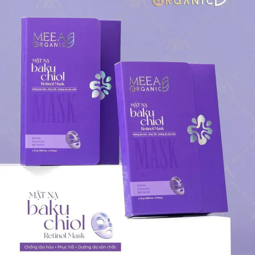 Mặt Nạ Thạch Collagen Meea Organic Màu Tím Bakuchiol Retinol Mask Hộp 5 Miếng