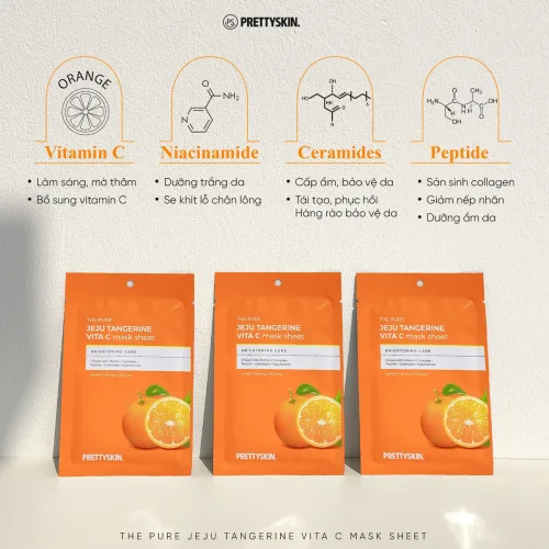 Mặt Nạ Vitamin C Prettyskin Jeju Tangerine Hộp 10 miếng