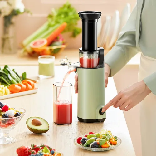 Máy Ép Chậm Nhỏ Nineshied KB F6B Máy Ép Trái Cây Kèm 2 Ly Nhựa 37.5x10cm