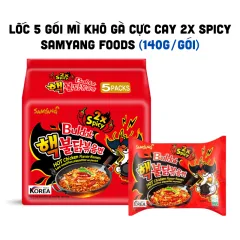 Mì Cay Samyang Bludak Đỏ 2x Hàn Quốc Lốc 5 Gói (140g/Gói) - Mì Khô Gà Siêu Cay 2x Màu Đỏ