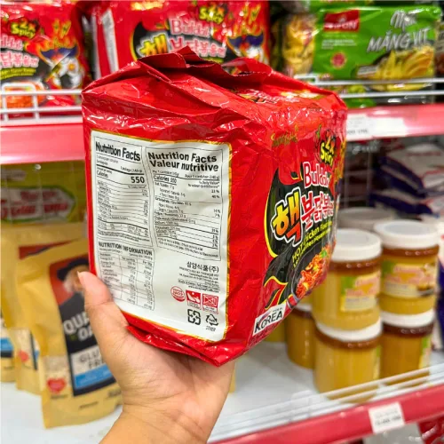 Mì Cay Samyang Bludak Đỏ 2x Hàn Quốc Lốc 5 Gói (140g/Gói) - Mì Khô Gà Siêu Cay 2x Màu Đỏ