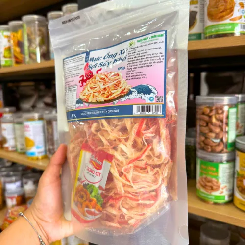 Mực Ống Xé Sợi Sấy Khô 300g - Túi Zip Bạc
