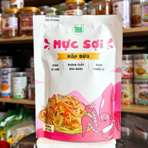 Mực Ống Xé Sợi Sấy Khô Thương Hiệu Yolo - Gói 100g