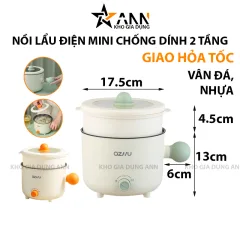 Nồi Lẩu Điện Mini 2 Tầng Đa Năng Kèm Giá Hấp Có Tay Cầm 1.8L 17.5x17.5x27cm