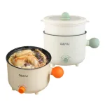 Nồi Lẩu Điện Mini 2 Tầng Đa Năng Kèm Giá Hấp Có Tay Cầm 1.8L 17.5x17.5x27cm