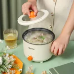 Nồi Lẩu Điện Mini 2 Tầng Đa Năng Kèm Giá Hấp Có Tay Cầm 1.8L 17.5x17.5x27cm