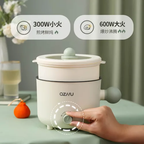 Nồi Lẩu Điện Mini 2 Tầng Đa Năng Kèm Giá Hấp Có Tay Cầm 1.8L 17.5x17.5x27cm