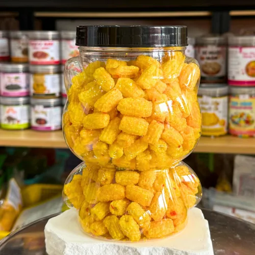 Nui Vàng Chiên Tỏi Ớt Đậm Vị 330g - Hũ Gấu Lớn