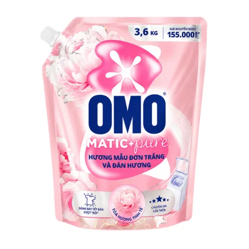 Nước Giặt OMO Matic Cửa Trên Hương Hoa Mẫu Đơn Trắng & Đàn Hương 3.6kg
