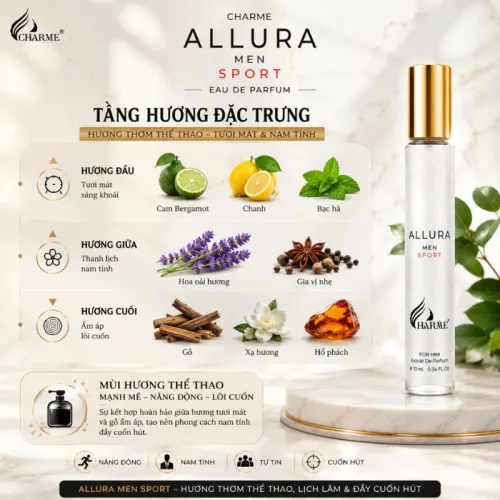 Nước Hoa Nam Charme Allura Men Sport 10ml - Hương Thơm Sang Trọng Tự Tin