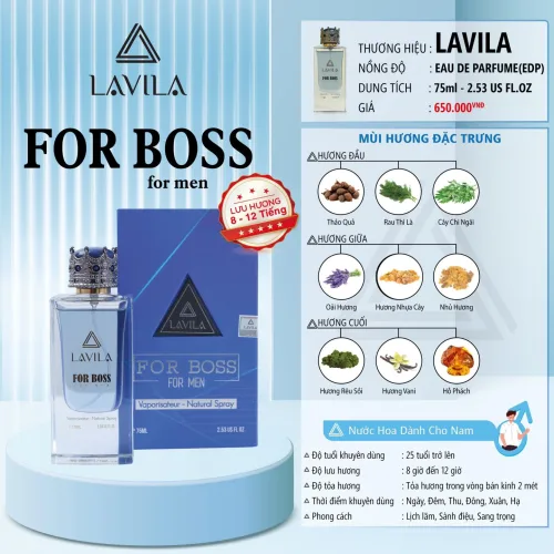 Nước Hoa Nam Lavila For Boss 75ml full size