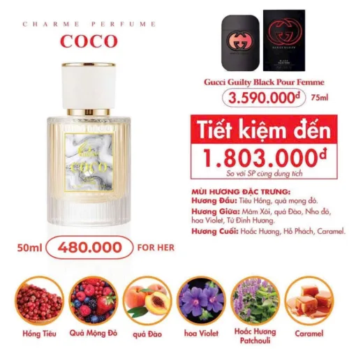 Nước Hoa Nữ Charme Coco Trắng 50ml Hương Thơm Sang Trọng Quý Phái