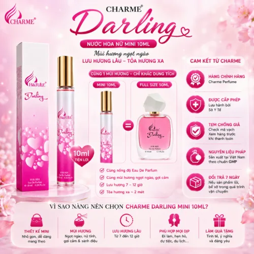 Nước Hoa Nữ Charme Darling Chai Tròn 10ml - Mùi Hương Ngọt Ngào Cuốn Hút
