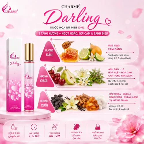 Nước Hoa Nữ Charme Darling Chai Tròn 10ml - Mùi Hương Ngọt Ngào Cuốn Hút